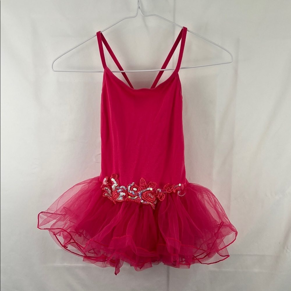 Girl’s Tutu Leotard - Pink - Lace Flower and Sequins - Size 6?